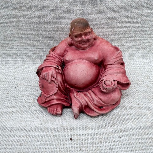 Vintage red laughing - red, buddha