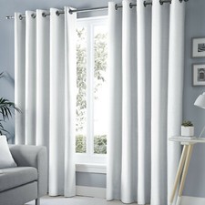 Sorbonne White Eyelet Curtains Fully Lined Bargain Price 