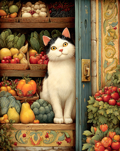 8x10 cozy storybook cat - 8x10,