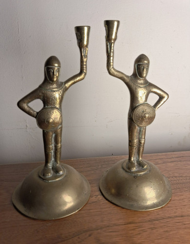 Antique brass candle holders
