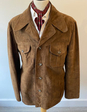 VINTAGE mens 1970's ROYAL SOFT BROWN SUEDE HACKING JACKET BLAZER 42"