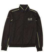 EMPORIO ARMANI Mens Graphic Tracksuit Top Jacket Small Black Polyester IT03