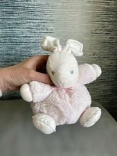 Kaloo pink bunny rabbit soft plush chubby toy 11" tall laid flat approx