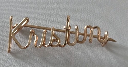 Gold fill name brooch kristim - name,