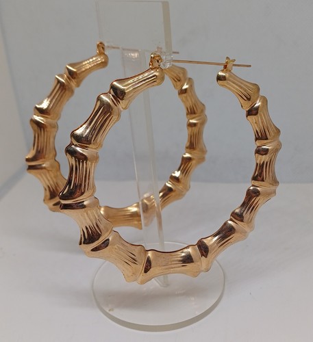Large chunky gold toned bamboo - large, gold-toned
