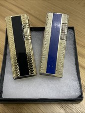 Ronson Vintage Gold Black And Blue Side Roller Cigarette Lighters