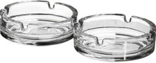 2 Glass Ashtray Cigarette Smoking Round Ash Tray Stackable Home Pub Garden