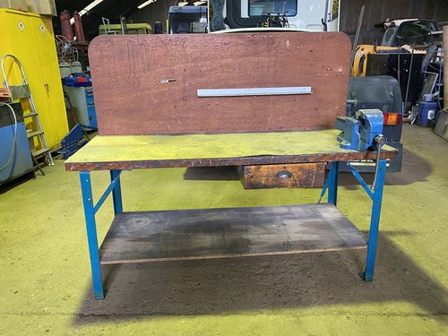 Wooden workbench with record - wooden,