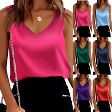 Womens Summer Satin Silk Plain