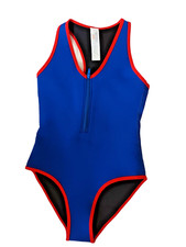 Boohoo UK6 Blue Colourblock Racerback Wetsuit/Bodysuit Swimsuit With Red Piping