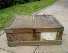 Vintage Venesta Wood & Plywood Storage Chest Devon County Library Box Trunk