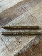 2x Pencil With Brass Advertising Case Decorative Brassware Stationery