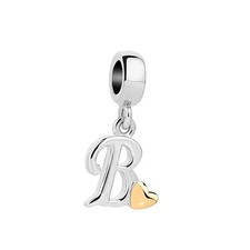 S925 Pendant Charm Bead Alphabet Birthday Names Letter A - Z Love Heart AFG