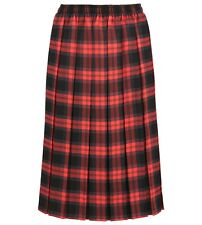 Ladies Women Tartan Box Pleated Check Skirt Elastic Waist 27 in Length Size10-26