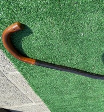 Gorgeous Brown & Black Wooden Walking Stick Aid 94cm Shepherds Hook