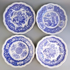 Spode Dinner Plates  x 4. The Blue Room Collection. Regency Series. Mixed. 10.5"
