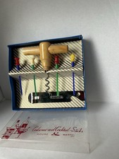 Cocktail Stick Set and  Corkscrew Chess Themed Vintage House Martin Circa 1960s 