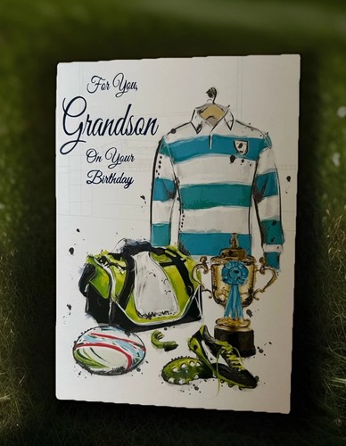 Grandson birthday card rugby - birthday,