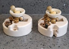 X2 ONE WAY CERAMIC LIGHT SWITCH WHITE BAKELITE BRITMAC HALLWAY LANDING VINTAGE