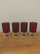 Set of 4 Vintage 1970's French Luminarc Glasses Ruby Red  Sherry,Port,Liqueur