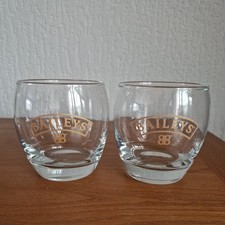 2 BAILEYS Glasses Irish Cream Gold Etched Logo Tumbler Whiskey Liqueur Glass 8cm