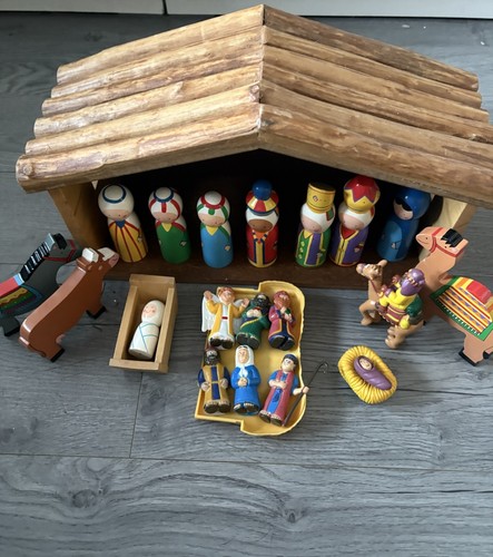 Wooden nativity set - wooden,