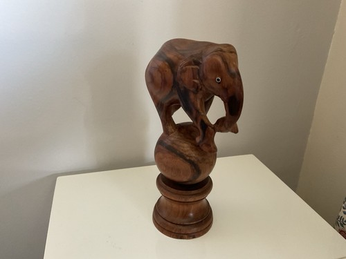 Hardwood elephant carved - hardwood,