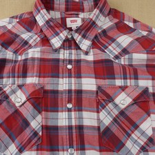 Levi's Levi Strauss Mens Batwing Shirt Size XXL 2XL Snap Poppers Check Cotton VG