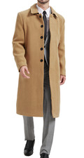 Mens Camel Overcoat 70% Wool & Cashmere Single Breasted Long Coat Winter Topcoat
