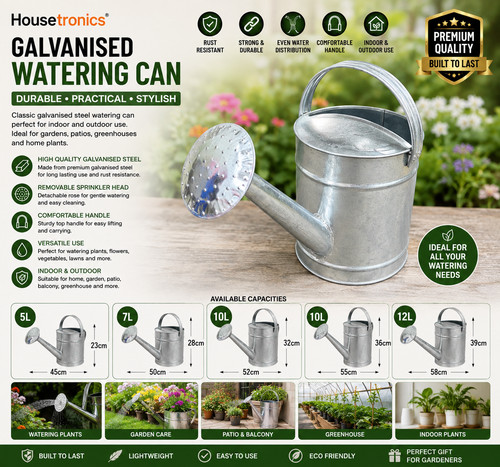 Galvanised watering can - galvanised,