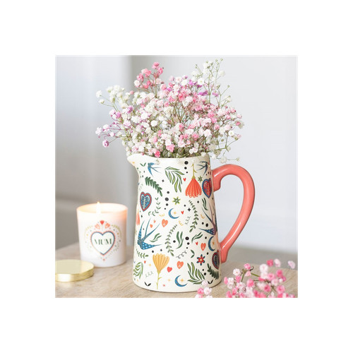 Cream folk print ceramic - print,