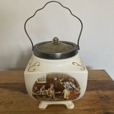 Sandland Ware Square Biscuit Barrel Depicting a Scene From Oliver Twist