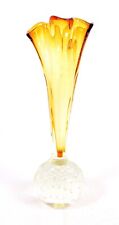 Vintage Tall Amber/Clear Art Glass Control Bubble Bud Vase