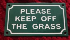 Vintage Old enamel metal sign please keep off The grass 
