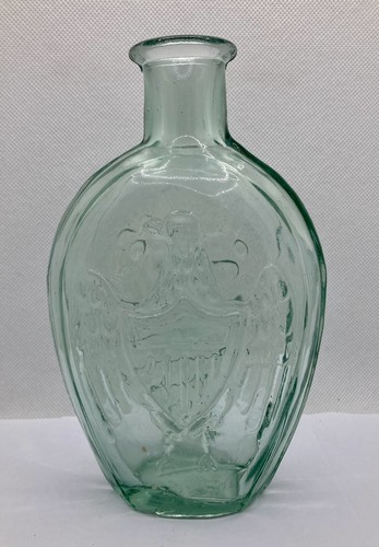 Oval aqua glass bottle - glass,