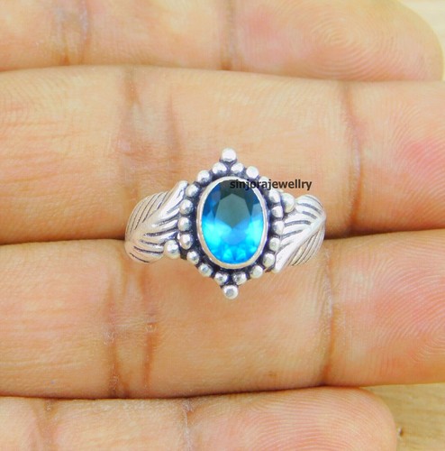 Blue topaz gemstone - blue, ring