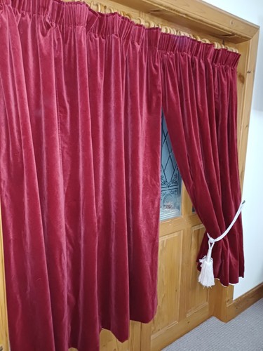 Vintage velvet curtains - vintage, red