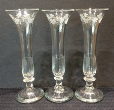 Early 19th century Georgian vases x 3 - handblown etched with hop vines