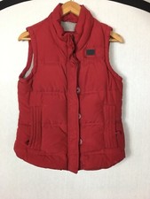 Women’s Superdry Academy Gilet Red Feather Down Fill Padded Missing Hood Medium