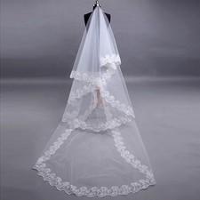  Bridal Veil Lace Mesh Long White Mantilla Wedding Yarn Veil Hair Accessories