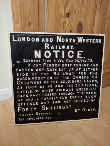 Railwayana cast iron notice - railwayana,
