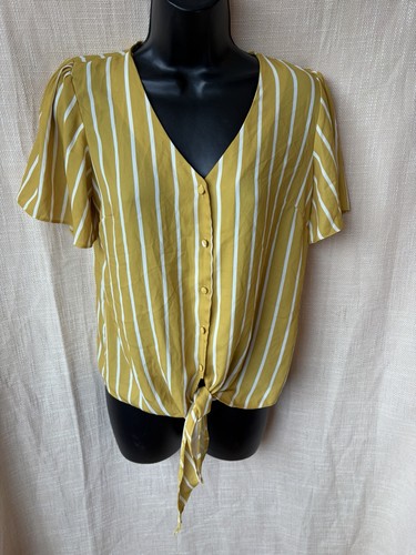 Mustard striped tie front - mustard,