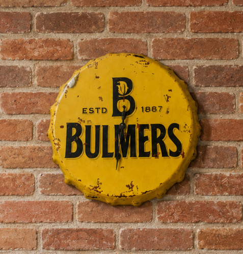 Yellow bulmers cider pub clock - yellow,