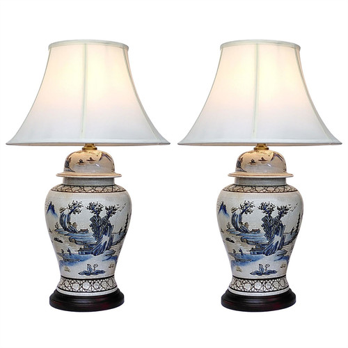 Pair chinese ceramic jar - pair,