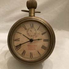 Large Brass Display Pocket Watch Style Clock  by Thomas Ross with Alarm