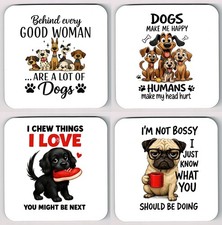 Funny Sarcastic Dog Quote Coasters,  Secret Santa Dog Lovers Fun Coasters