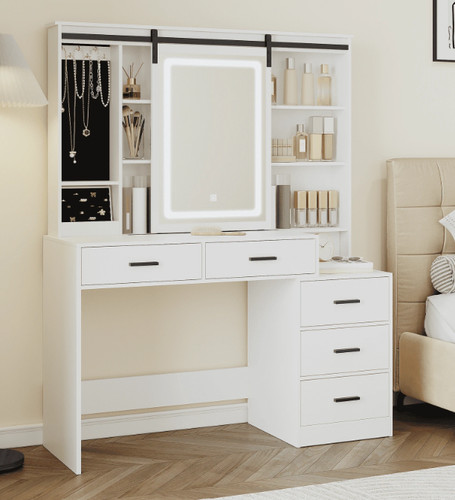 White dressing table - table, led