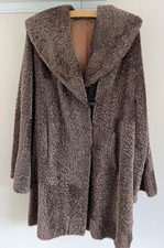 Vintage Astrakhan Brown Opera coat stunning lining & 1 button size M Ptp22”