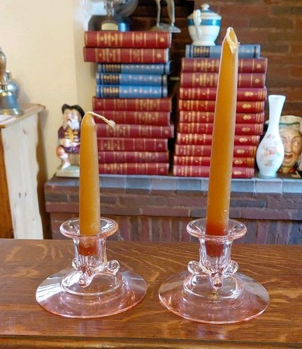 Pair art deco pink glass - art,