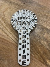 ANTHROPOLOGIE BISTRO TILE SPOON REST GOOD DAY SUNSHINE MOSAIC GOLD/BLACK/CREME